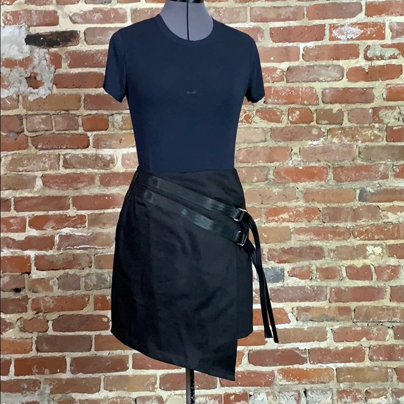 Dresses & Skirts - Black Denim Moto Wrap Skirt with Belts and D Rings